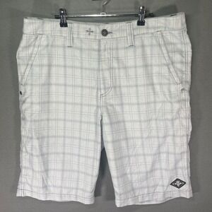 Affliction‎ Plaid Golf Shorts Mens 36 White Gray Y2K Streetwear